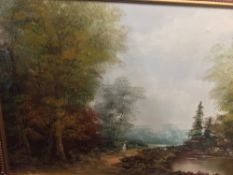 A decorative oil on canvas, rural scene, framed,