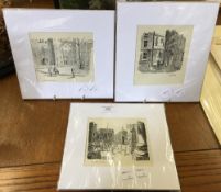 Three London related prints, comprising Lincoln's Inn Gateway, The Mansion House, and The Temple,