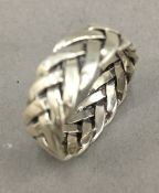 A silver knot ring