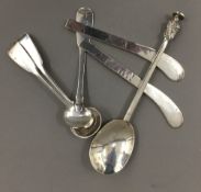 A small quantity of silver salt spoons,