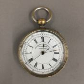 A silver plated Swiss chronograph pocket watch