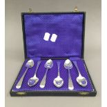 A harlequin set of six 19th century bright cut tea/coffee spoons by Bateman family (1798-1812)