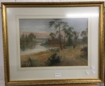 FRANK HIDER (1861-1933) British, Figure in a River Landscape, watercolour, signed and dated 1905,