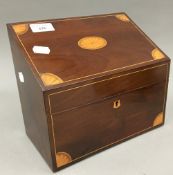 An Edwardian inlaid mahogany stationary box