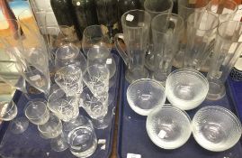 Two trays of glassware