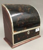 An Edwardian silver mounted tortoiseshell stationery box