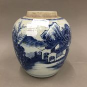 A Chinese blue and white ginger jar