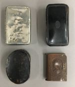 Three snuff boxes and a vesta