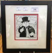 TIMOTHY MARWOOD (1954-2008) British, The Fat Controller, pen and ink, signed and dated '93,
