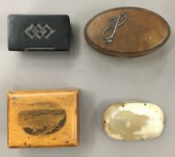 Four Victorian snuff boxes