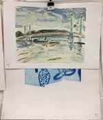 KATE GISLETT (20th century) British, Three Fold Screen, limited edition print, signed,