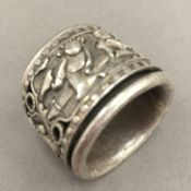 A Chinese silver archer's ring