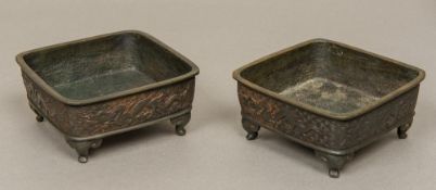 A pair of 19th century Chinese bronze censers,
