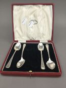 Four bright cut teaspoons by Cooper Brothers of Sheffield,