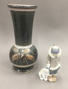 A Lladro figurine and a Denby vase