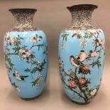 A large pair of late 19th/early 20th century cloisonne vases