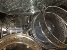 A quantity of silver plate mounted serving dishes