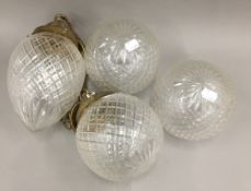 Four cut glass hanging lights