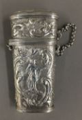 A 19th century Continental unmarked white metal etui