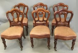 A set of six Victorian shaped balloon back dining chairs