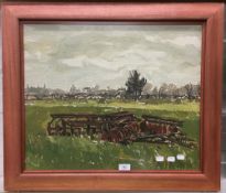 ENGLISH SCHOOL (20th century) The Disc Harrow, oil on canvas, signed with initials and dated '58,