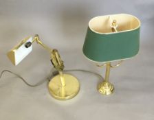 Two brass desk lamps