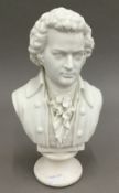 A large 19th century Parian bust of Wolfgang Amadeus Mozart