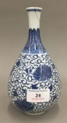 A Chinese blue and white baluster vase