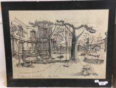 ENGLISH SCHOOL (20th century), An Afternoon at the Festival Villa Garden, ink and pencil,