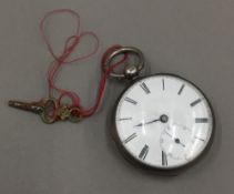 A silver cased pocket watch, signed Thomas Cook,