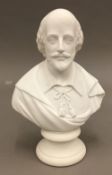 A 19th century Parian bust of William Shakespeare