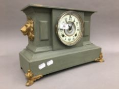 A Victorian painted mantle clock