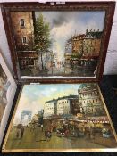 DECORATIVE SCHOOL (20th century), two Parisian Scenes, oils on board,