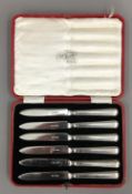 A cased set of silver handled fruit knives