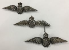 Two silver and marcasite RAF sweetheart brooches,