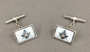 A pair of silver Masonic cufflinks