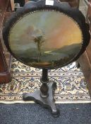 A Victorian papier mache tripod table,