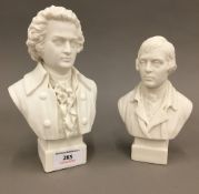 Two Robinson and Leadbeater Parian figures (1865-1886), one depicting Robert Burns,