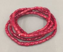 A coral bead necklace