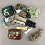 A box of miscellaneous Chinese items
