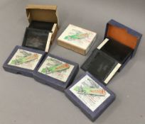 A small quantity of glass projector slides
