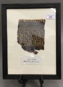 A framed fragment of Egyptian Coptic textile