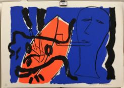 BRUCE McLEAN (born 1944) British, Pipe Smoker with Female Head, limited edition print,