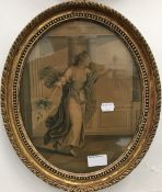 A pair of early 19th century watercolours of classical maidens,