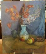 DECORATIVE SCHOOL (20th century), Still Life of Flowers in a Vase, oil on canvas board, unsigned,