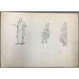 GEORGE DU MAURIER (1834-1896) French Three Character Sketches Pencil,