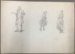 GEORGE DU MAURIER (1834-1896) French Three Character Sketches Pencil,