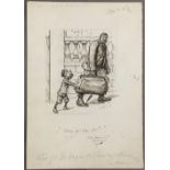 GEORGE DU MAURIER (1834-1896) French Carry Your Bag Sir? Pen and ink, signed,
