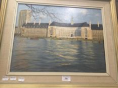 CONTEMPORARY SCHOOL (20th/21st century) Riverside Buildings, oil on board,