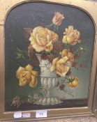 EUSTACE LISCARD (20th century) British, Still Life of Roses in a Stone Urn, oil on canvas, signed,